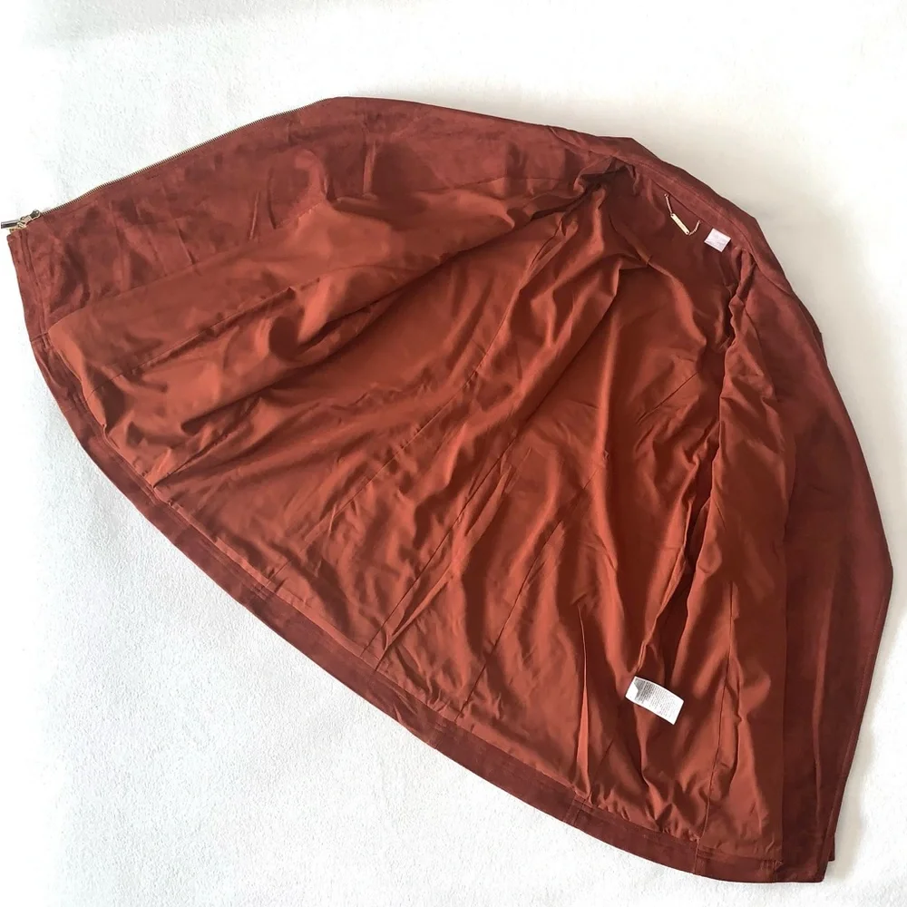 CHICO’S Faux Suede Long Double-Zip Moto Jacket Whiskey color size 2X GORGEOUS - Picture 6 of 16